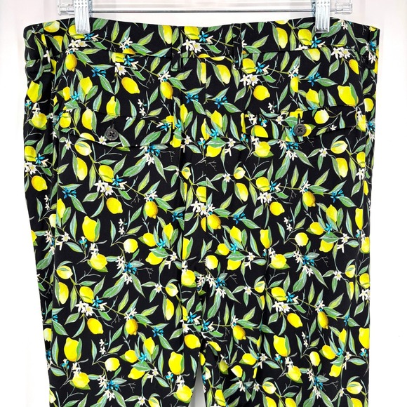 Wildfang Empower Trouser Straight Leg Lemon Print Black Pants Floral Size 14 - Picture 11 of 15